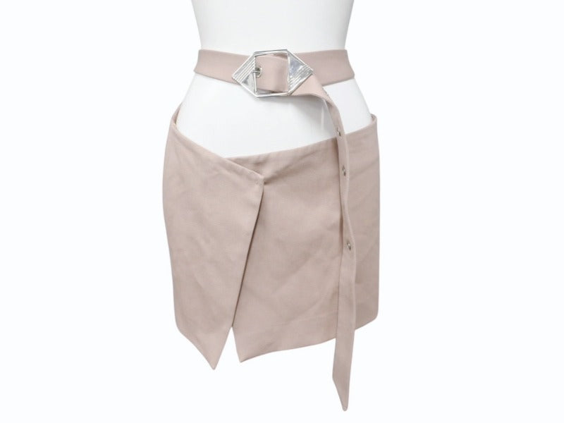 THE ATTICO Belted Wrapped Mini Skirt 241WCS182 Beige Size 40 Good Condition Used 4b004119