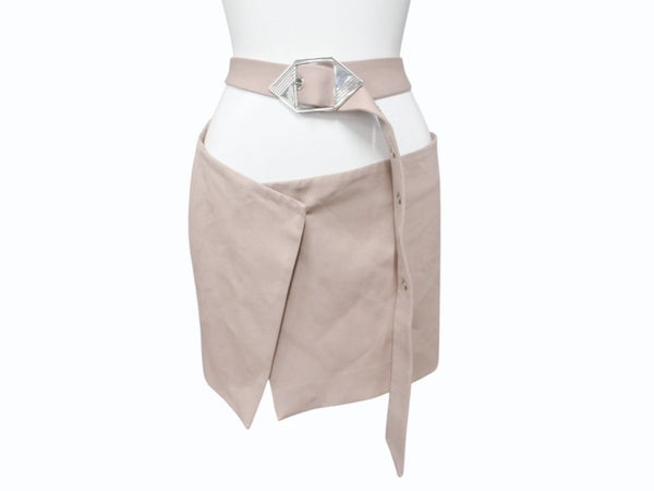 THE ATTICO ジ アティコ Belted Wrapped Mini Skirt ミニスカート 241WCS182 ベージュ サイズ40 美品 中古 4b004119