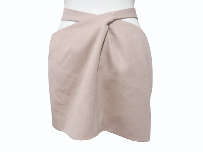 THE ATTICO Belted Wrapped Mini Skirt 241WCS182 Beige Size 40 Good Condition Used 4b004119