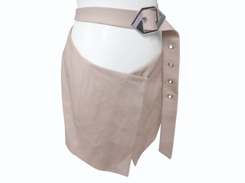 THE ATTICO Belted Wrapped Mini Skirt 241WCS182 Beige Size 40 Good Condition Used 4b004119