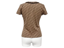 画像をギャラリービューアに読み込む, CHRISTIAN DIOR クリスチャンディオール ガリアーノ期 トロッター Vネック リボン 半袖Tシャツ コットン ブラウン サイズ36 美品 中古 4b004121