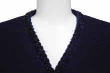 画像をギャラリービューアに読み込む, 極美品 CHANEL シャネル ノーカラー ツイードジャケット サイズ40 ココマークボタン ネイビー ヴィンテージ 中古 4b004128
