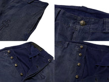 画像をギャラリービューアに読み込む, CHROME HEARTS クロムハーツ フランス限定 クロスパッチ デニム パンツ クロスボール コットン ネイビー サイズ2 美品 中古 4b004129