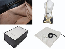 画像をギャラリービューアに読み込む, GUCCI グッチ ハンドバッグ GGスプリーム タイガーヘッド 2WAY ブラック ゴールド カーフ 497996 美品 中古 4b004141