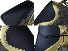 画像をギャラリービューアに読み込む, GUCCI グッチ ハンドバッグ GGスプリーム タイガーヘッド 2WAY ブラック ゴールド カーフ 497996 美品 中古 4b004141