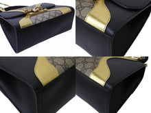 画像をギャラリービューアに読み込む, GUCCI グッチ ハンドバッグ GGスプリーム タイガーヘッド 2WAY ブラック ゴールド カーフ 497996 美品 中古 4b004141