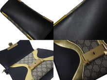 画像をギャラリービューアに読み込む, GUCCI グッチ ハンドバッグ GGスプリーム タイガーヘッド 2WAY ブラック ゴールド カーフ 497996 美品 中古 4b004141