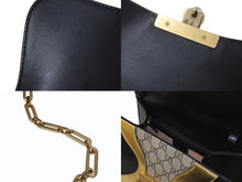 画像をギャラリービューアに読み込む, GUCCI グッチ ハンドバッグ GGスプリーム タイガーヘッド 2WAY ブラック ゴールド カーフ 497996 美品 中古 4b004141