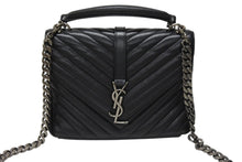 Load image into Gallery viewer, YVES SAINT LAURENT イヴサンローラン サッチェル キルティング チェーンショルダーバッグ 428056 ブラック メタルブラック金具 美品 中古 4b004142