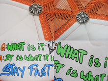 画像をギャラリービューアに読み込む, CHROME HEARTS クロムハーツ MATTY BOY マッティボーイ Sex Records It Is What It Is Trucker Hat メッシュキャップ オレンジ 美品 中古 4b004148