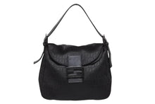 画像をギャラリービューアに読み込む, FENDI フェンディ ハンドバッグ 8BR004 マンマバケット ブラック キャンバス レザー ズッキーノ柄 ガンメタル金具 美品 中古 4b004166