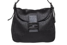 画像をギャラリービューアに読み込む, FENDI フェンディ ハンドバッグ 8BR004 マンマバケット ブラック キャンバス レザー ズッキーノ柄 ガンメタル金具 美品 中古 4b004166