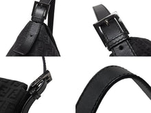 画像をギャラリービューアに読み込む, FENDI フェンディ ハンドバッグ 8BR004 マンマバケット ブラック キャンバス レザー ズッキーノ柄 ガンメタル金具 美品 中古 4b004166