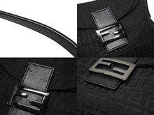 画像をギャラリービューアに読み込む, FENDI フェンディ ハンドバッグ 8BR004 マンマバケット ブラック キャンバス レザー ズッキーノ柄 ガンメタル金具 美品 中古 4b004166