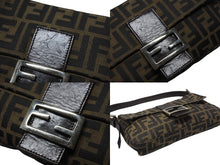 画像をギャラリービューアに読み込む, FENDI フェンディ マンマバケット ワンショルダーバッグ ズッカ柄 キャンバス レザー ブラウン シルバー金具 美品 中古 4b004170