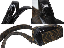 画像をギャラリービューアに読み込む, FENDI フェンディ ズッカ柄 ハンドバッグ AO64176 キャンバス エナメル ブラウン ブラックメタル金具 美品 中古 4b004171 正規品