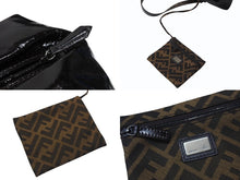 画像をギャラリービューアに読み込む, FENDI フェンディ ズッカ柄 ハンドバッグ AO64176 キャンバス エナメル ブラウン ブラックメタル金具 美品 中古 4b004171 正規品