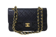 画像をギャラリービューアに読み込む, CHANEL シャネル マトラッセ23 Wフラップ Wチェーンショルダーバッグ 0番台 ココマーク ラムスキン ブラック ゴールド金具 美品 中古 4b004172
