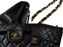 画像をギャラリービューアに読み込む, CHANEL シャネル マトラッセ23 Wフラップ Wチェーンショルダーバッグ 0番台 ココマーク ラムスキン ブラック ゴールド金具 美品 中古 4b004172