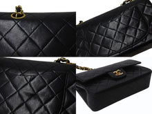 画像をギャラリービューアに読み込む, CHANEL シャネル マトラッセ23 Wフラップ Wチェーンショルダーバッグ 0番台 ココマーク ラムスキン ブラック ゴールド金具 美品 中古 4b004172