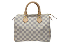 画像をギャラリービューアに読み込む, 極美品 LOUIS VUITTON ルイヴィトン スピーディ25 ハンドバッグ N41371 ダミエアズールキャンバス ホワイト ブラウン 中古 4b004185