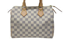 画像をギャラリービューアに読み込む, 極美品 LOUIS VUITTON ルイヴィトン スピーディ25 ハンドバッグ N41371 ダミエアズールキャンバス ホワイト ブラウン 中古 4b004185