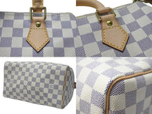 画像をギャラリービューアに読み込む, 極美品 LOUIS VUITTON ルイヴィトン スピーディ25 ハンドバッグ N41371 ダミエアズールキャンバス ホワイト ブラウン 中古 4b004185