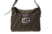 画像をギャラリービューアに読み込む, FENDI フェンディ マンマバケット ワンショルダーバッグ 26426 ズッカ柄 キャンバス レザー ブラウン シルバー金具 美品 中古 4b004186