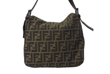 画像をギャラリービューアに読み込む, FENDI フェンディ マンマバケット ワンショルダーバッグ 26426 ズッカ柄 キャンバス レザー ブラウン シルバー金具 美品 中古 4b004186