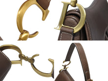 画像をギャラリービューアに読み込む, Christian Dior クリスチャンディオール レザー サドルバッグ ワンショルダーバッグ カーフスキン ブラウン ゴールド金具 美品 中古 4b004188