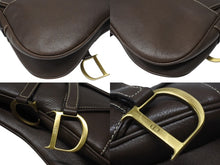 画像をギャラリービューアに読み込む, Christian Dior クリスチャンディオール レザー サドルバッグ ワンショルダーバッグ カーフスキン ブラウン ゴールド金具 美品 中古 4b004188
