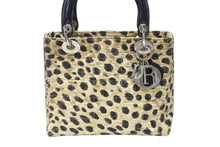 画像をギャラリービューアに読み込む, CHRISTIAN DIOR クリスチャンディオール レディディオール ハンドバッグ カナージュ レオパード ブラック ベージュ 美品 中古 4b004191