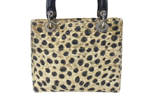 画像をギャラリービューアに読み込む, CHRISTIAN DIOR クリスチャンディオール レディディオール ハンドバッグ カナージュ レオパード ブラック ベージュ 美品 中古 4b004191