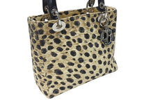 画像をギャラリービューアに読み込む, CHRISTIAN DIOR クリスチャンディオール レディディオール ハンドバッグ カナージュ レオパード ブラック ベージュ 美品 中古 4b004191