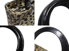 画像をギャラリービューアに読み込む, CHRISTIAN DIOR クリスチャンディオール レディディオール ハンドバッグ カナージュ レオパード ブラック ベージュ 美品 中古 4b004191