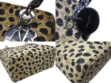 画像をギャラリービューアに読み込む, CHRISTIAN DIOR クリスチャンディオール レディディオール ハンドバッグ カナージュ レオパード ブラック ベージュ 美品 中古 4b004191