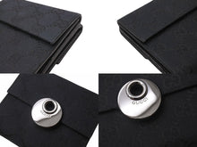 画像をギャラリービューアに読み込む, 極美品 GUCCI グッチ 二つ折り財布 Wホック財布 エクリプス イタリア製 GGキャンバス ブラック シルバー金具 中古 4b004195