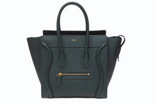 画像をギャラリービューアに読み込む, 極美品 CELINE セリーヌ ラゲージ マイクロショッパー ハンドバッグ イタリア製 レザー ダークグリーン ゴールド金具 中古 4b004197