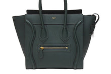 画像をギャラリービューアに読み込む, 極美品 CELINE セリーヌ ラゲージ マイクロショッパー ハンドバッグ イタリア製 レザー ダークグリーン ゴールド金具 中古 4b004197