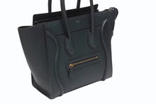 画像をギャラリービューアに読み込む, 極美品 CELINE セリーヌ ラゲージ マイクロショッパー ハンドバッグ イタリア製 レザー ダークグリーン ゴールド金具 中古 4b004197