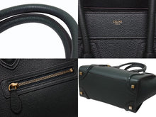 画像をギャラリービューアに読み込む, 極美品 CELINE セリーヌ ラゲージ マイクロショッパー ハンドバッグ イタリア製 レザー ダークグリーン ゴールド金具 中古 4b004197