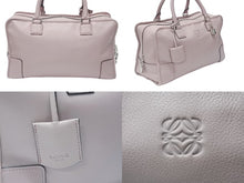 画像をギャラリービューアに読み込む, LOEWE ロエベ AMAZONA 36 アマソナ 36 ハンドバッグ レザー ダスティピンク エンボスロゴ シルバー金具 美品 中古 4b004203