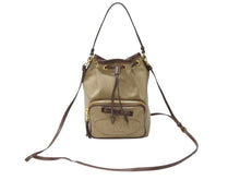 画像をギャラリービューアに読み込む, PRADA プラダ 2WAYバッグ ハンドバッグ ショルダーバッグ ジャガード レザー ベージュ ブラウン ゴールド金具 美品 中古 4b004204