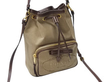 画像をギャラリービューアに読み込む, PRADA プラダ 2WAYバッグ ハンドバッグ ショルダーバッグ ジャガード レザー ベージュ ブラウン ゴールド金具 美品 中古 4b004204
