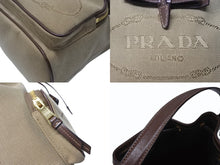 画像をギャラリービューアに読み込む, PRADA プラダ 2WAYバッグ ハンドバッグ ショルダーバッグ ジャガード レザー ベージュ ブラウン ゴールド金具 美品 中古 4b004204