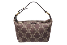 画像をギャラリービューアに読み込む, CELINE セリーヌ ミニバッグ ポーチ ハンドバッグ マカダム CY 00/24 CHINA製 デニム レザー ボルドー ゴールド金具 美品 中古 4b004214