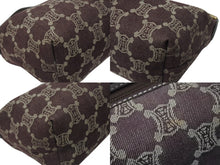 画像をギャラリービューアに読み込む, CELINE セリーヌ ミニバッグ ポーチ ハンドバッグ マカダム CY 00/24 CHINA製 デニム レザー ボルドー ゴールド金具 美品 中古 4b004214