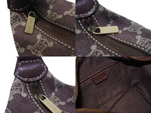 画像をギャラリービューアに読み込む, CELINE セリーヌ ミニバッグ ポーチ ハンドバッグ マカダム CY 00/24 CHINA製 デニム レザー ボルドー ゴールド金具 美品 中古 4b004214