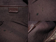 画像をギャラリービューアに読み込む, CELINE セリーヌ ミニバッグ ポーチ ハンドバッグ マカダム CY 00/24 CHINA製 デニム レザー ボルドー ゴールド金具 美品 中古 4b004214