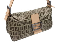 画像をギャラリービューアに読み込む, 極美品 FENDI フェンディ ワンショルダーバッグ マンバケット ズッカ柄 8BR009 ベージュ ブラウン シルバー金具 中古 4b004215